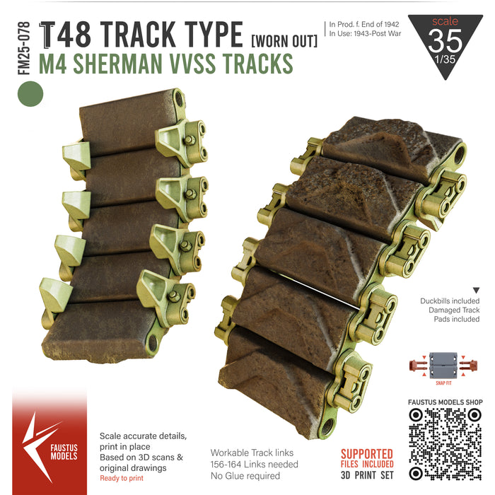 T48 Type Worn-Out M4 Sherman VVSS Track