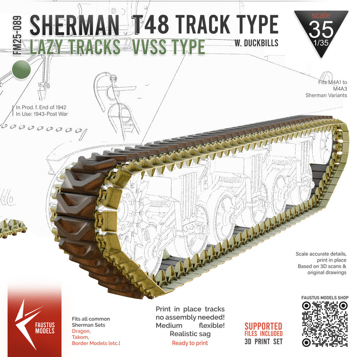 Sherman VVSS Tracks T48 Type with Duckbills [Lazy Tracks]