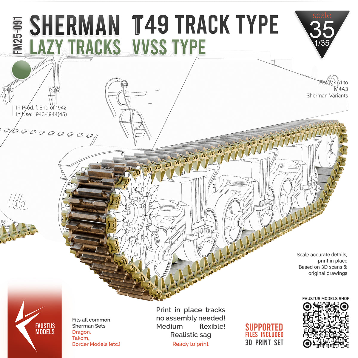 Sherman VVSS Tracks T49 Type [Lazy Tracks]