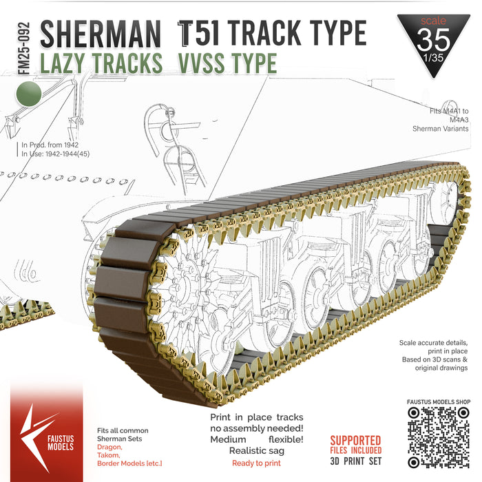Sherman VVSS Tracks T51 Type [Lazy Tracks]