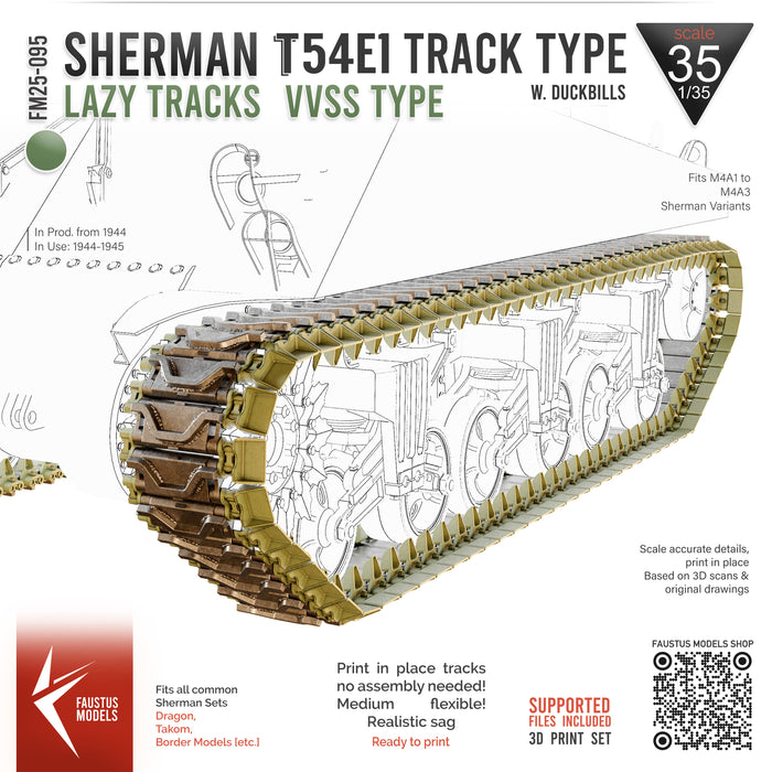 Sherman VVSS Tracks T54E1 Type w. Duckbills [Lazy Tracks]