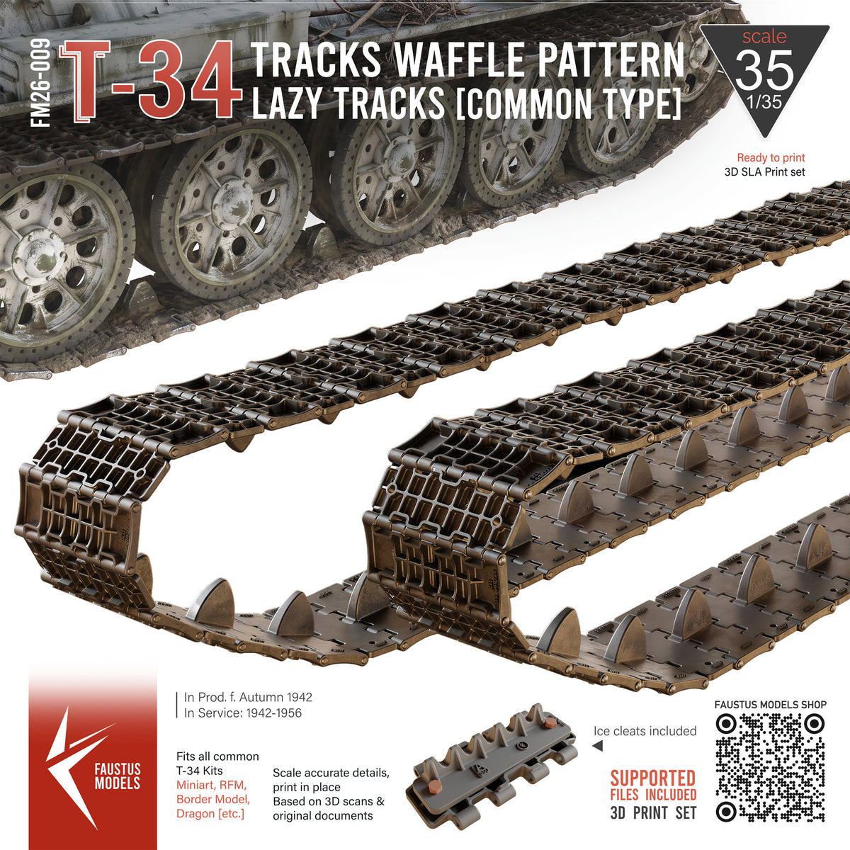T-34 Waffle Pattern Common Type [LAZY-TRACKS] 3D-PRINT.
