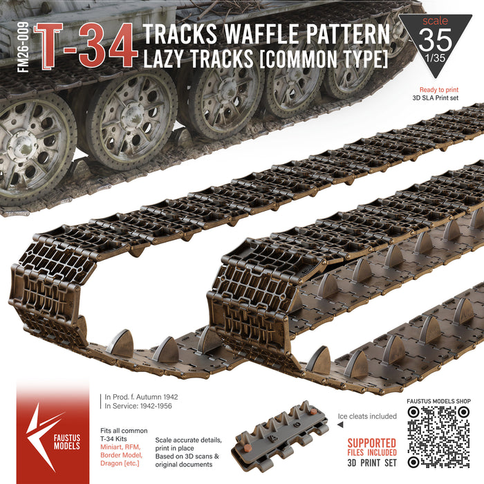 T-34 Waffle Pattern Common Type [LAZY-TRACKS] 3D-PRINT.