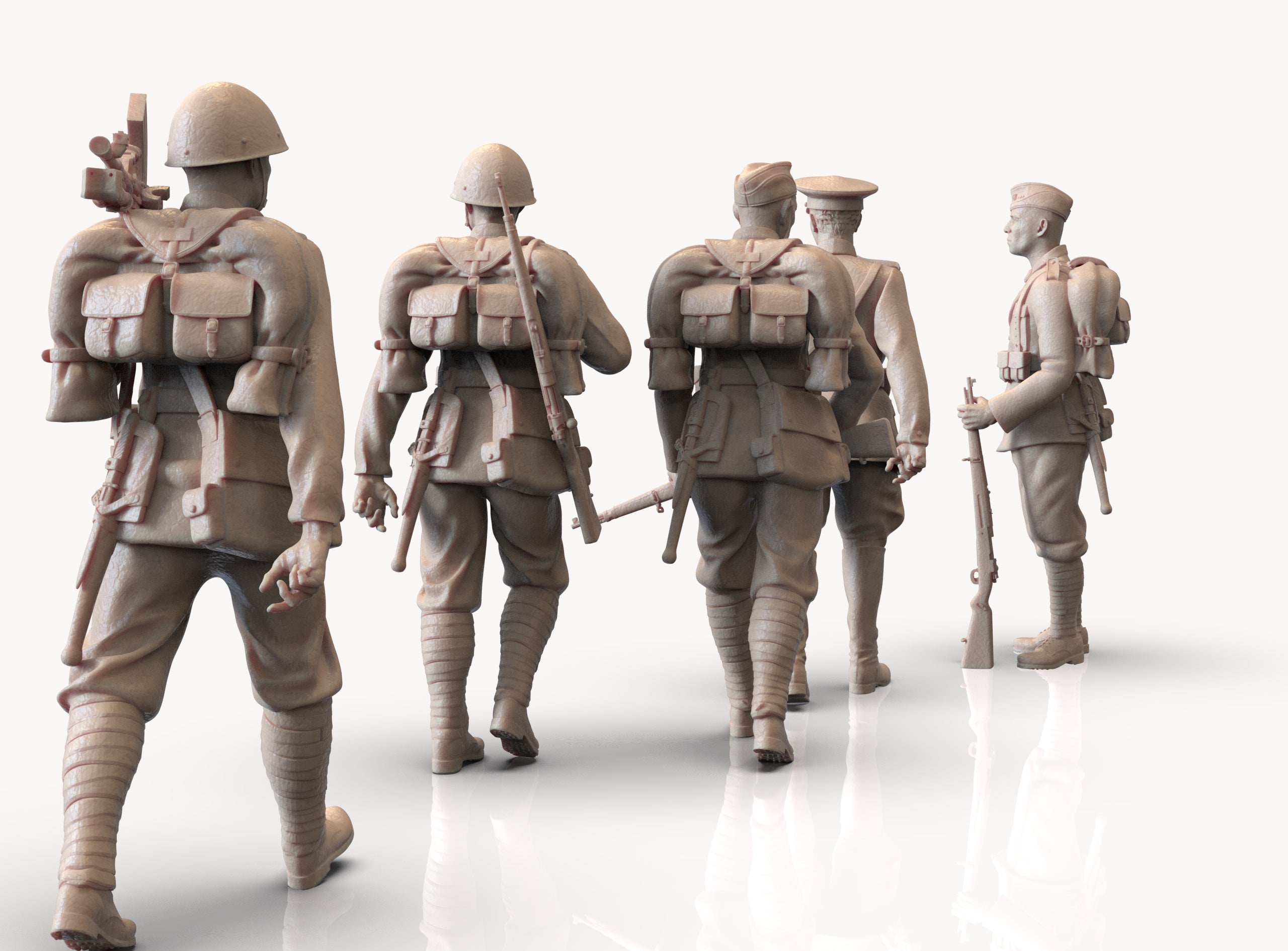 Soldati Cecoslovacchi WWII con Ufficiale