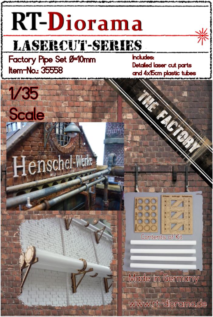 1/35 Factory Pipe Set 10mm (3x15cm)