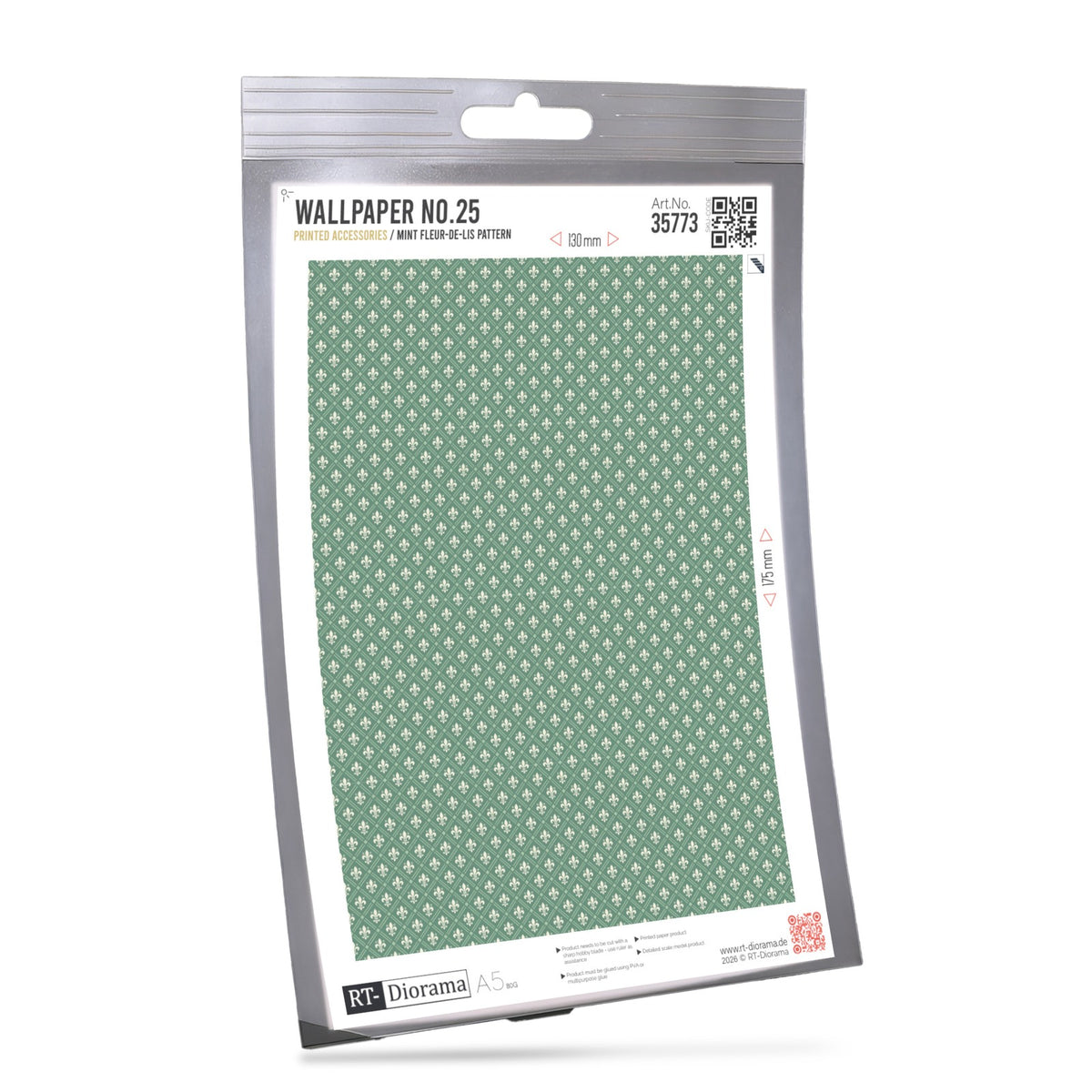 Printed Accesories: Wallpaper Nr.25 Mint Fleur-De-Lis Pattern