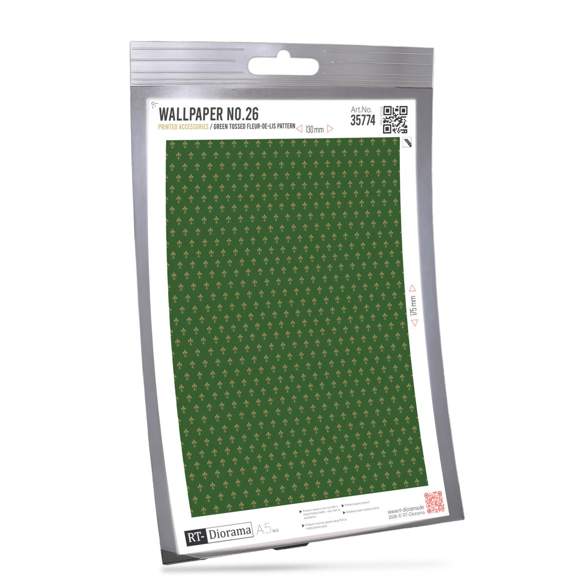 Printed Accesories: Wallpaper Nr.26 Green Tossed Fleur-De-Lis Pattern