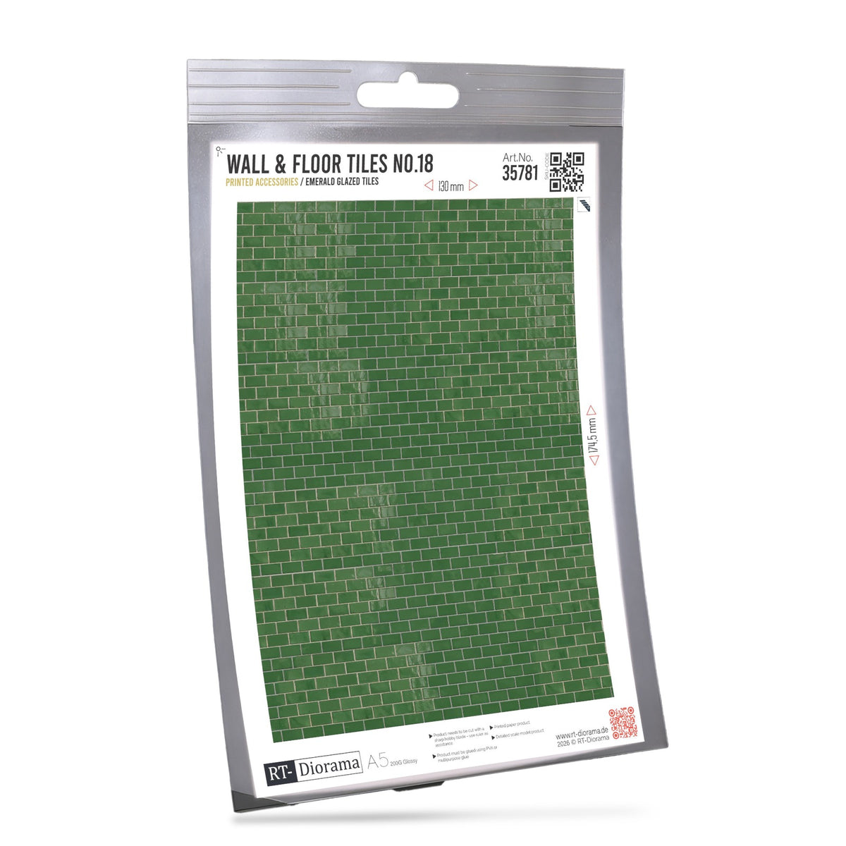 Printed Accesories: Wall and Floor Tiles Nr.18 Emerald Glazed Tiles