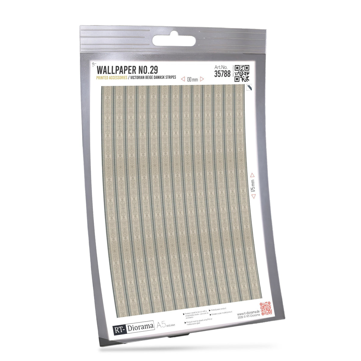 Printed Accesories: Wallpaper Nr.29 Victorian Beige Damask Stripes