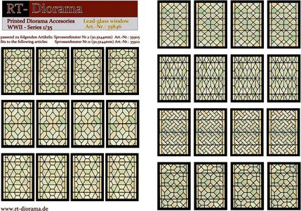 1/35 Printed Accesories: Lead-Glass Windows (green)
