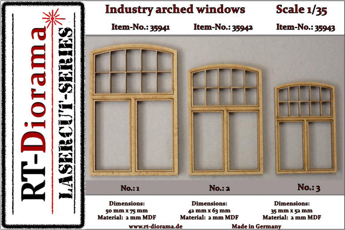 1/35 Lasercut: Bogenfenster Industrie No.1