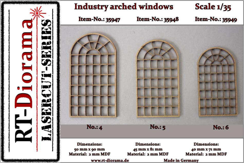 1/35 Lasercut: Bogenfenster Industrie No.5