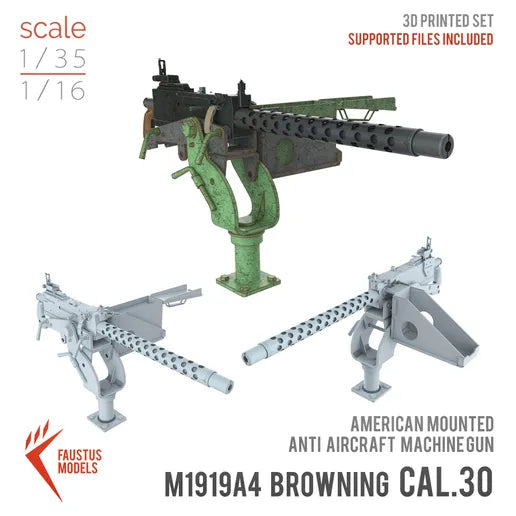 M1919A4 BROWNING CAL.30 AMERICAN MACHINE GUN 3D-PRINT 1/35