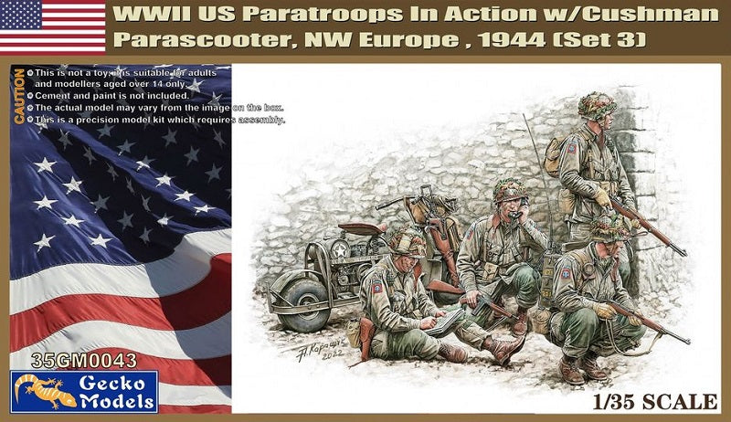1/35 WWII U.S. Paratroops in Action with Cushman Parascooter, NW Europe, 1944 (Set 3)