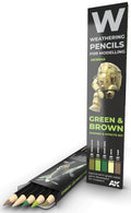 Watercolor Pencil Set Green and Brown Camouflages
