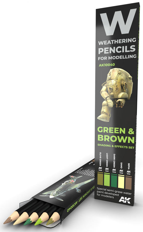 Watercolor Pencil Set Green and Brown Camouflages
