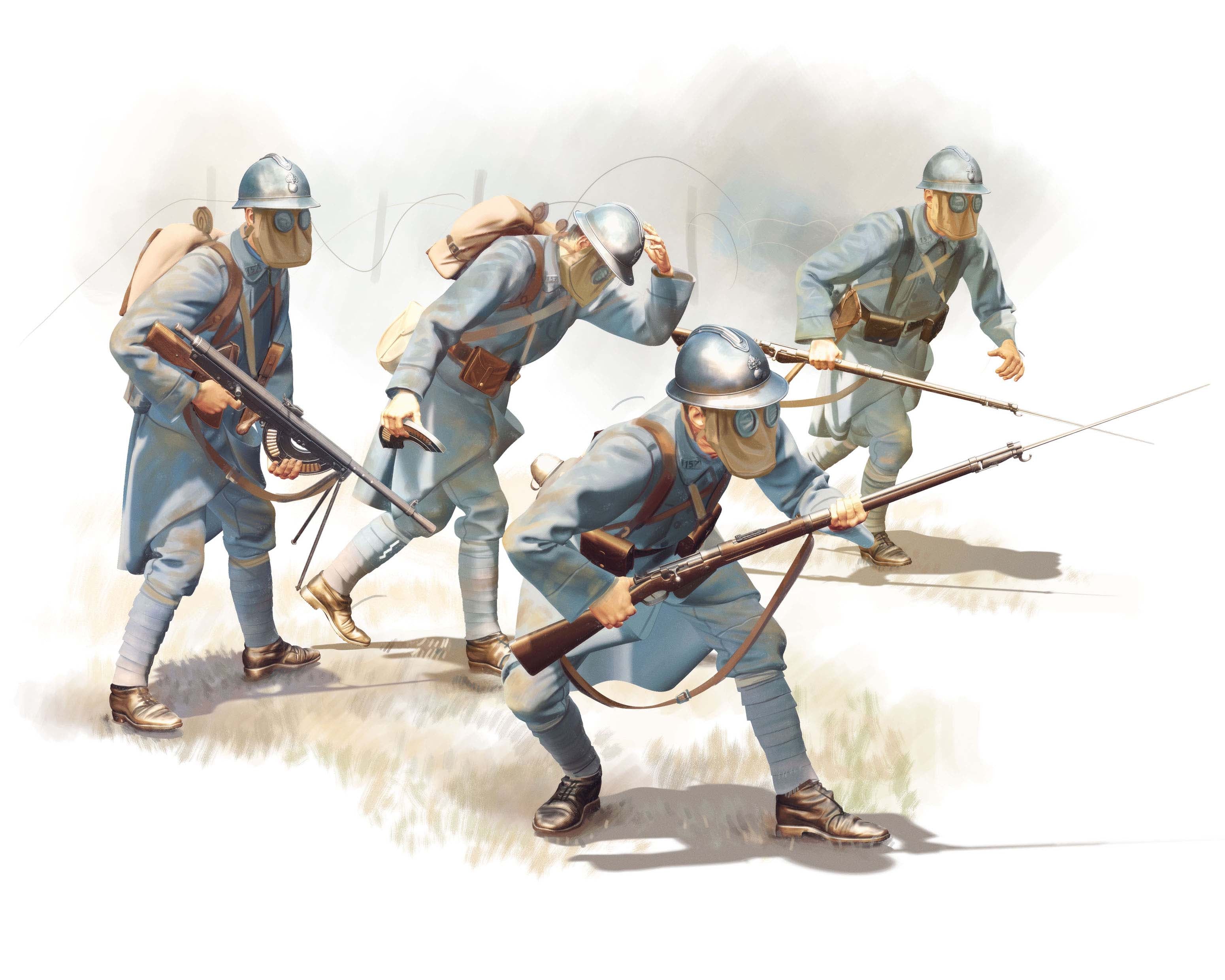 1/35 French Infantry in Gas Masks 19184 figures