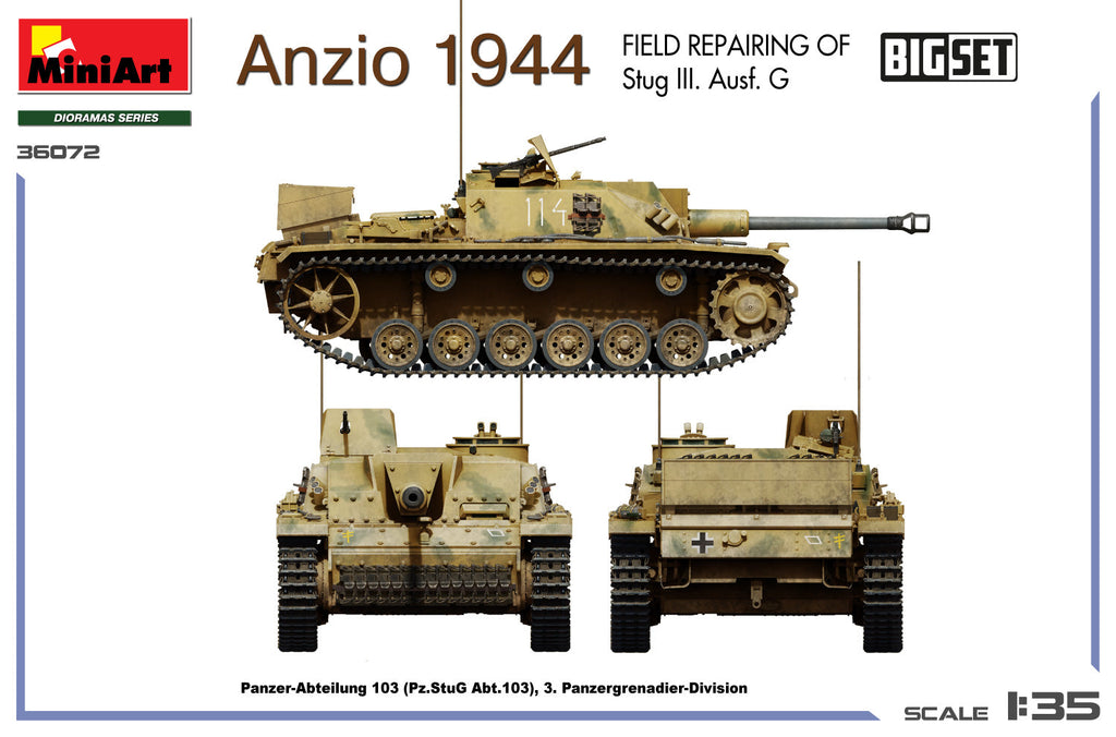 1/35 Anzio 1944. Field Repairing of Stug III. Ausf. G. Big Set