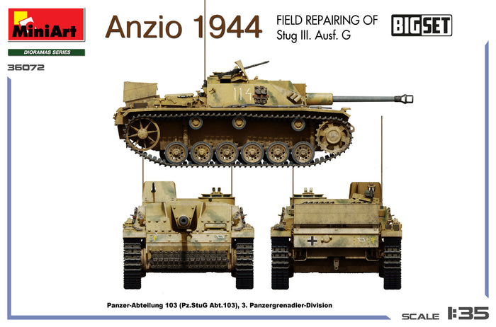 1/35 Anzio 1944. Field Repairing of Stug III. Ausf. G. Big Set