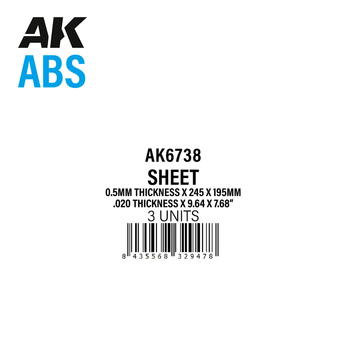 0.5mm thickness x 245 x 195mm - ABS SHEET