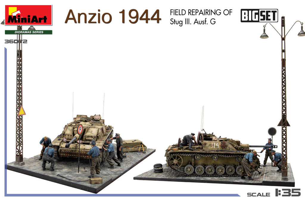 1/35 Anzio 1944. Field Repairing of Stug III. Ausf. G. Big Set
