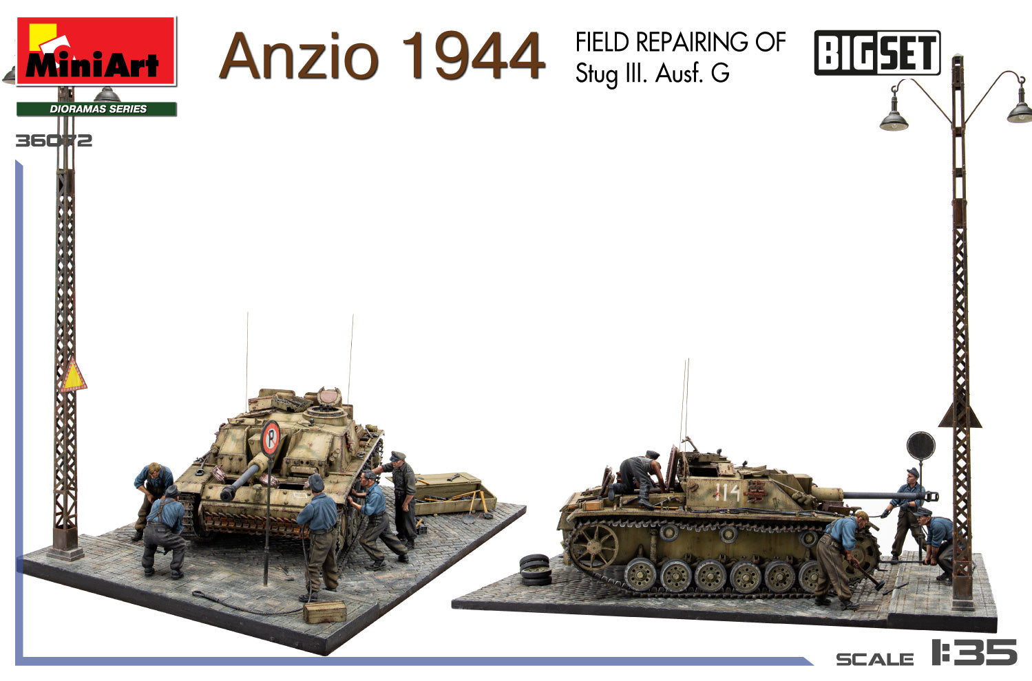1/35 Anzio 1944. Field Repairing of Stug III. Ausf. G. Big Set