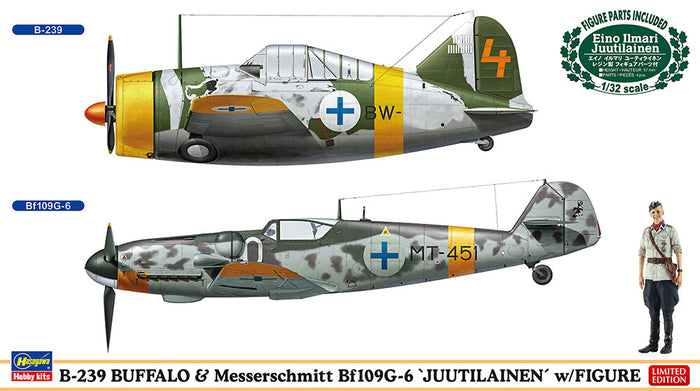 1/72 B-239 Bufallo & Messerschmitt Bf109G-6 "Juutilainen" with Figure
