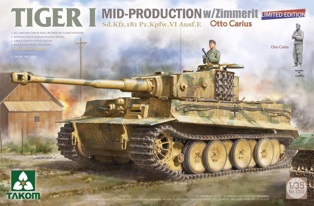 1/35 Tiger I Mid-Production with Zimmerit Sd.Kfz.181 Pz.Kpfw.VI Ausf.E Otto Carius [Limited Edition]