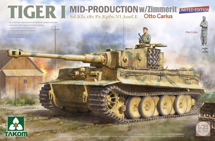 1/35 Tiger I Mid-Production with Zimmerit Sd.Kfz.181 Pz.Kpfw.VI Ausf.E Otto Carius [Limited Edition]
