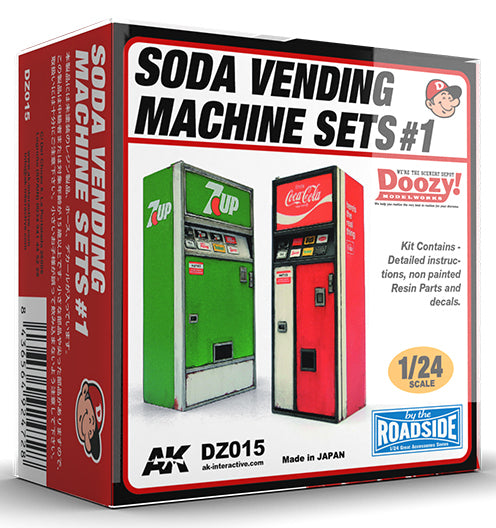 DOOZY! 1/24 SODA VENDING MACHINE / SET 1 - 7UP, COCA COLA