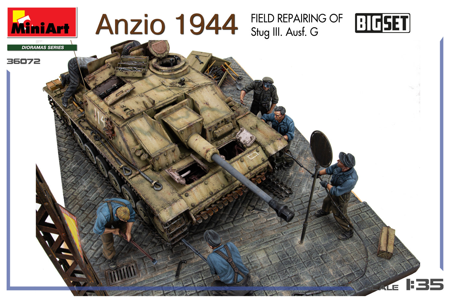 1/35 Anzio 1944. Field Repairing of Stug III. Ausf. G. Big Set
