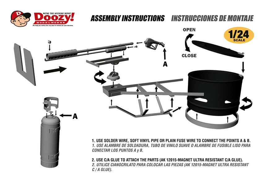 DOOZY! 1/24 UNIVERSAL STEEL DRUM HATCH WITH FLAMETHROWER MOUNT