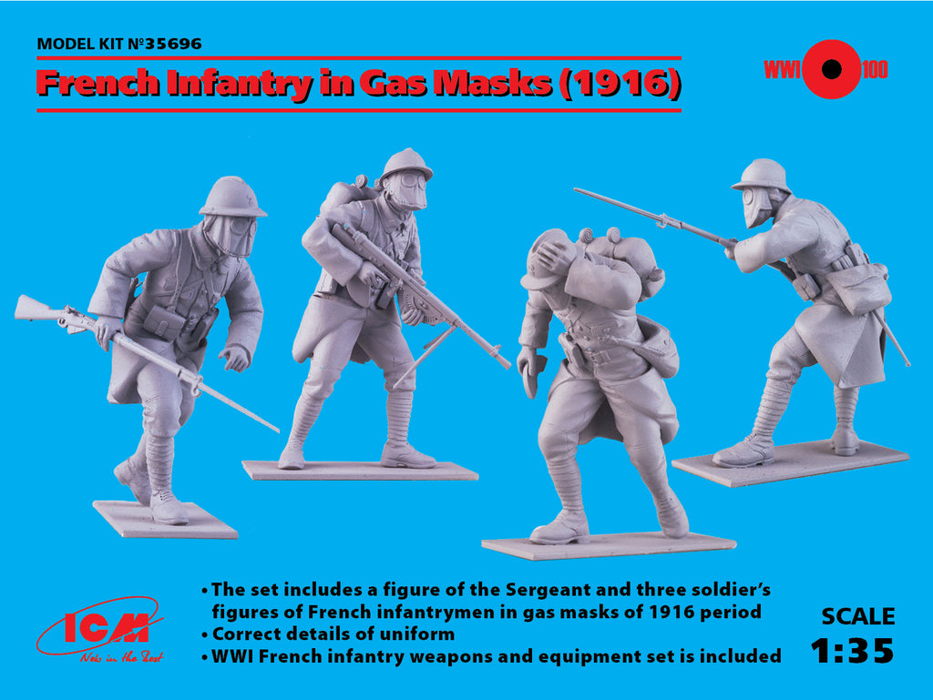 1/35 French Infantry in Gas Masks 19184 figures