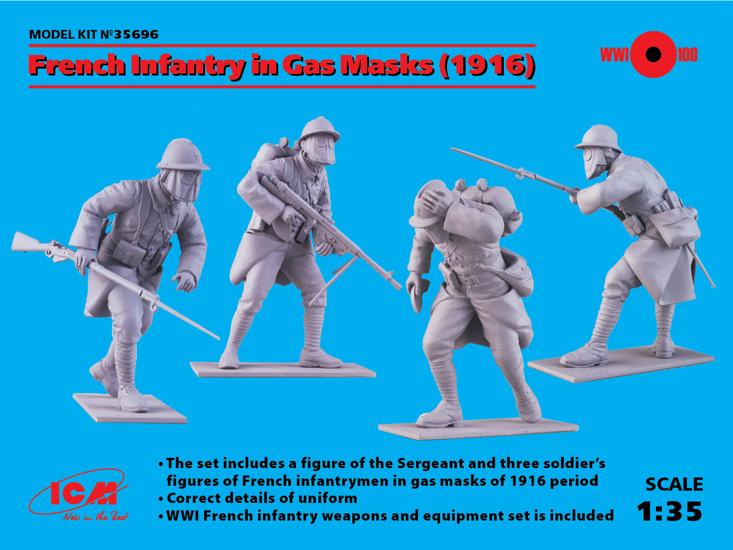 1/35 French Infantry in Gas Masks 19184 figures