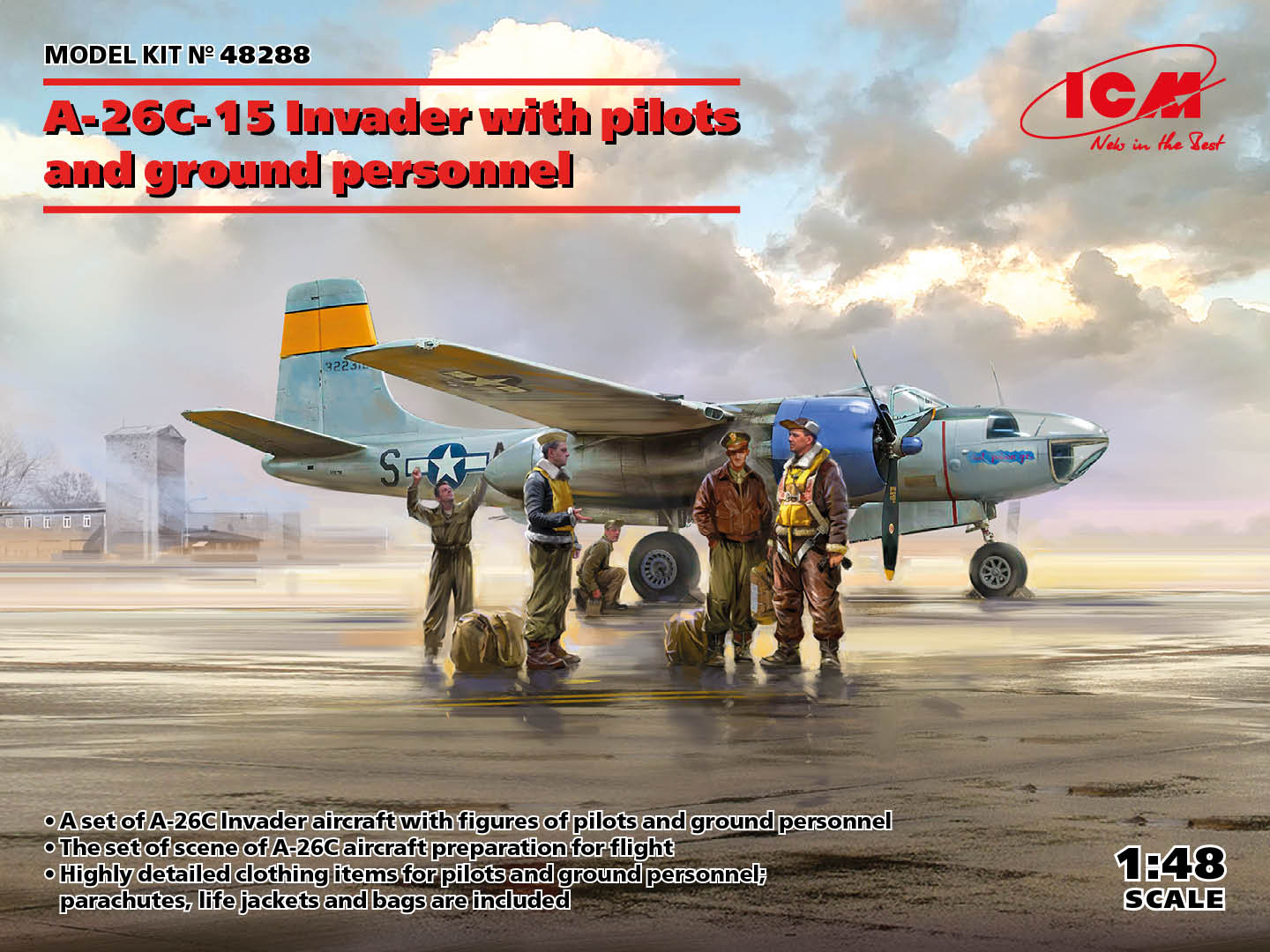 1/48 A-26C-15 Invader with pilots and ground personnel