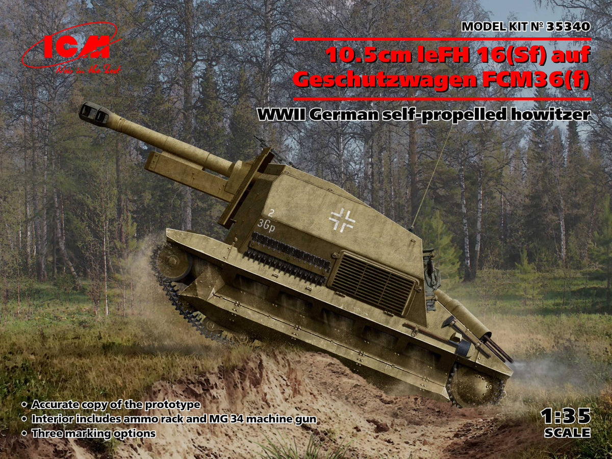 1/35 10.5cm leFH 16Sfauf Geschutzwagen FCM36fWWII German self-propelled