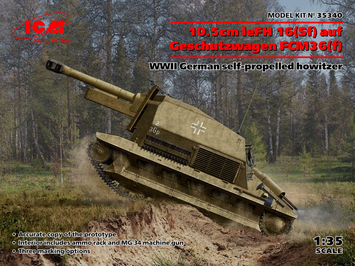 1/35 10.5cm leFH 16Sfauf Geschutzwagen FCM36fWWII German self-propelled