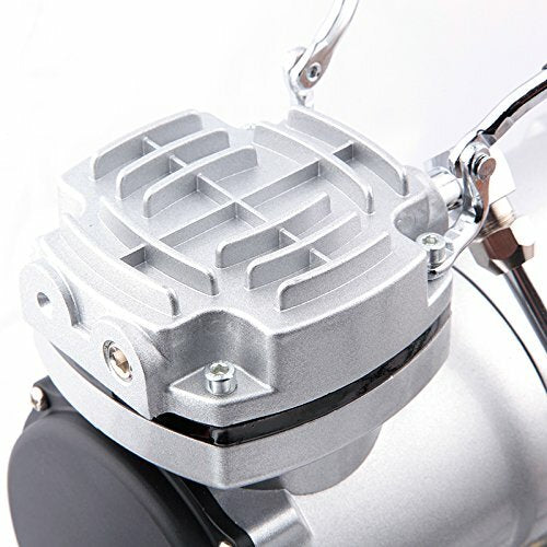 Airbrush mini compressor with air reservoir, single piston oil-free compressor