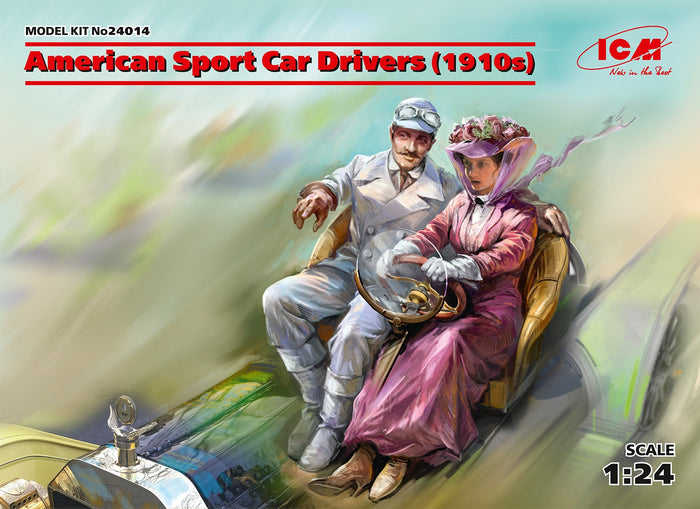 1/24 American Sport Car Drivers 1910s1 male 1 female figures