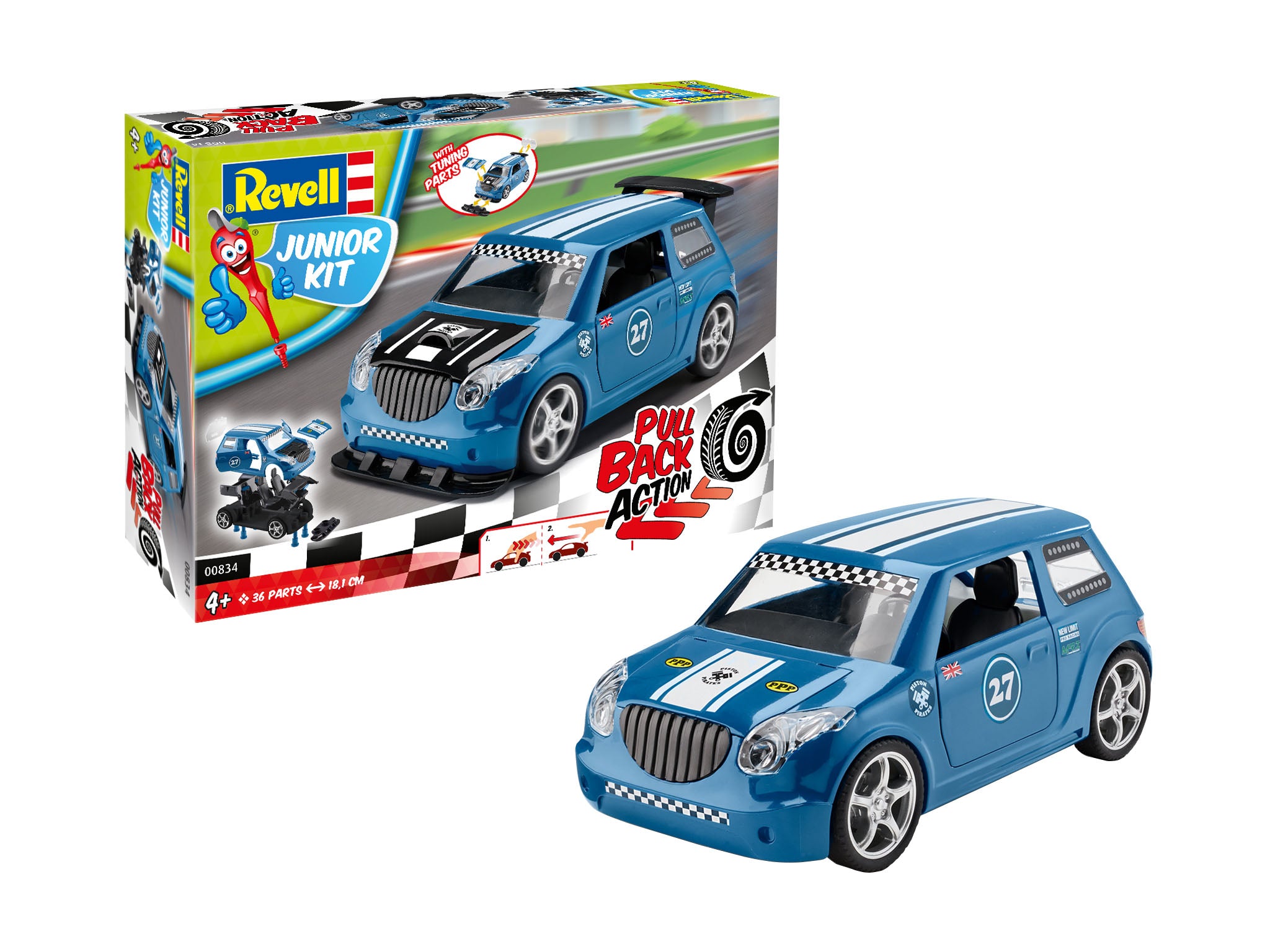 1/20 JUNIOR KIT Pull Back Rallye Car, blue
