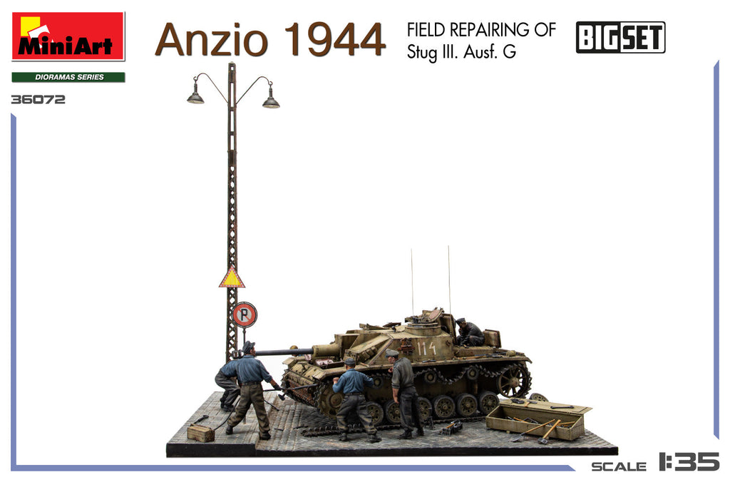 1/35 Anzio 1944. Field Repairing of Stug III. Ausf. G. Big Set