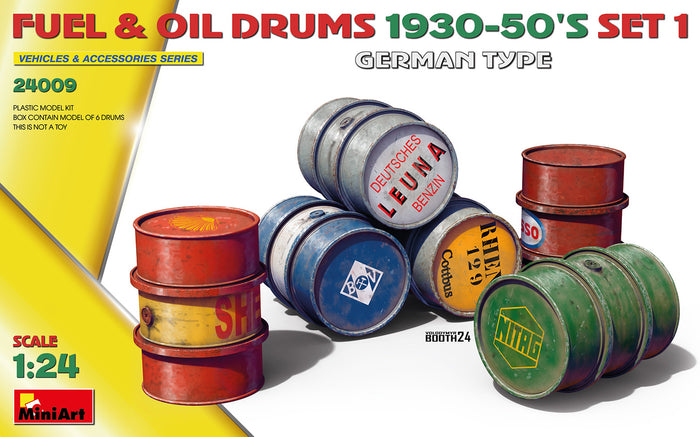 1/24 Fuel and Oil Drums 1930-50 Set 1 (German Type)