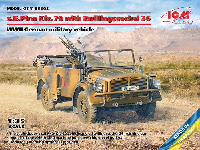 1/35 s.E.Pkw Kfz.70 with Zwillingssockel 36 WWII German Military Vehicle