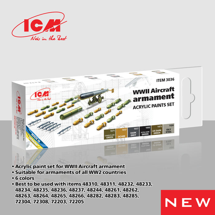 ACRYLIC SETS WWII Aircraft armament (6 bottles x 12 ml)