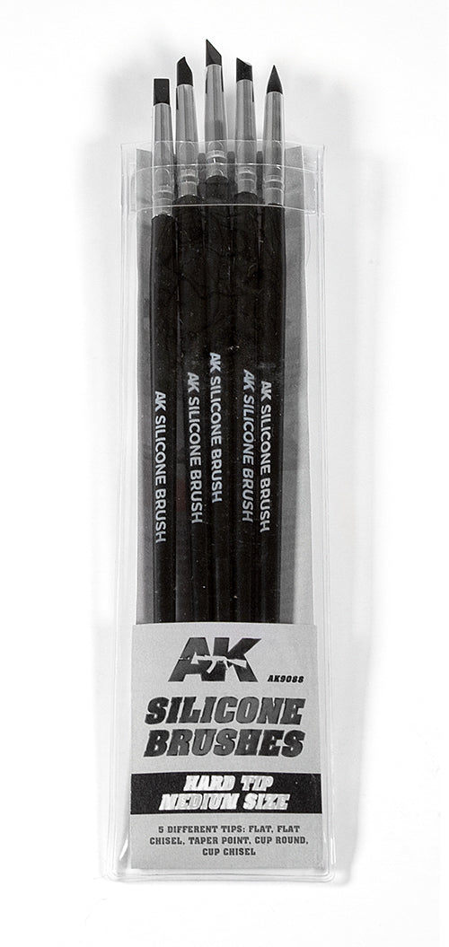 Set of 5 Silicone Brushes Hard Tip Medium