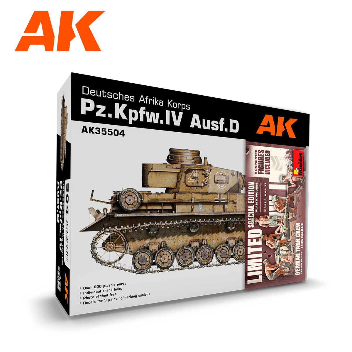 1/35 Pz.KPFW.IV Ausf.D Afrika Korps & 5 Figures German Tank Crew Afrika Korps