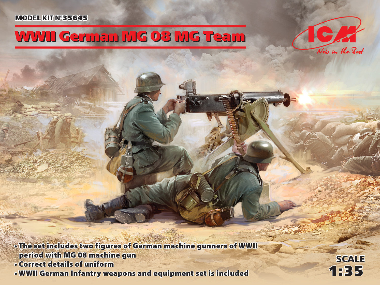 1/35 WWII German MG08 MG Team (2 figures)