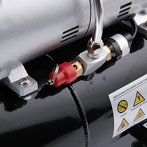 Airbrush mini compressor with air reservoir, single piston oil-free compressor