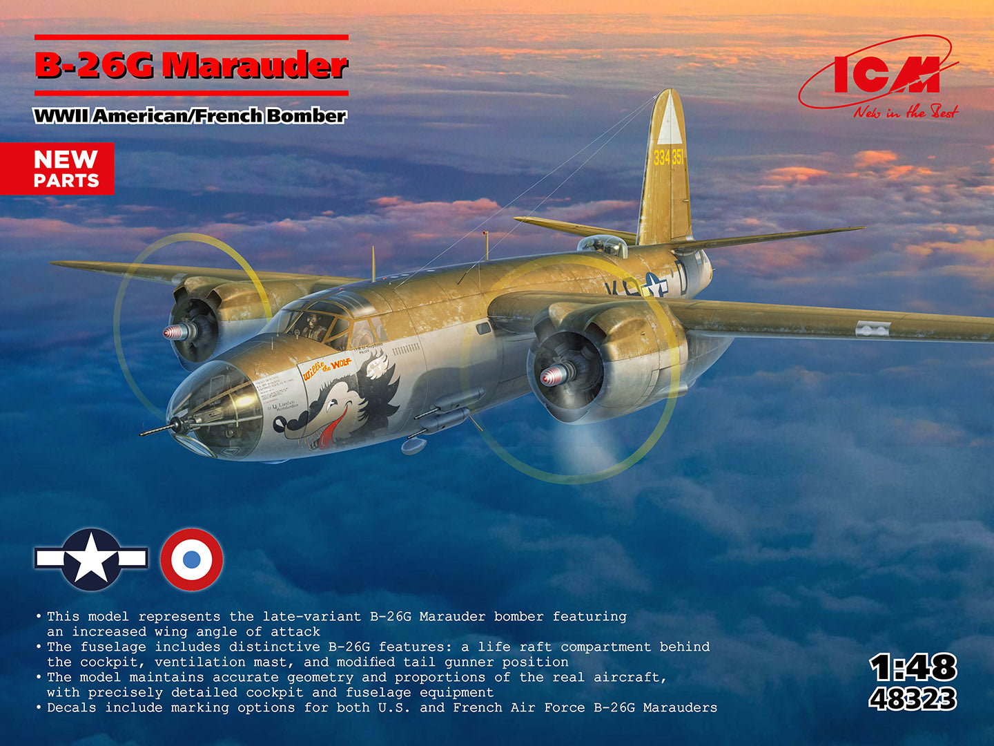 1/48 B-26G Marauder, WWII  American/France Bomber