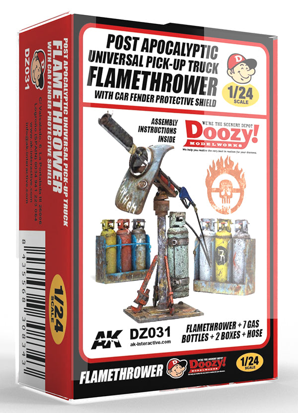 DOOZY! 1/24 TRUCK FLAMETHROWER WITH CAR FENDER PROTECTIVE SHIELD